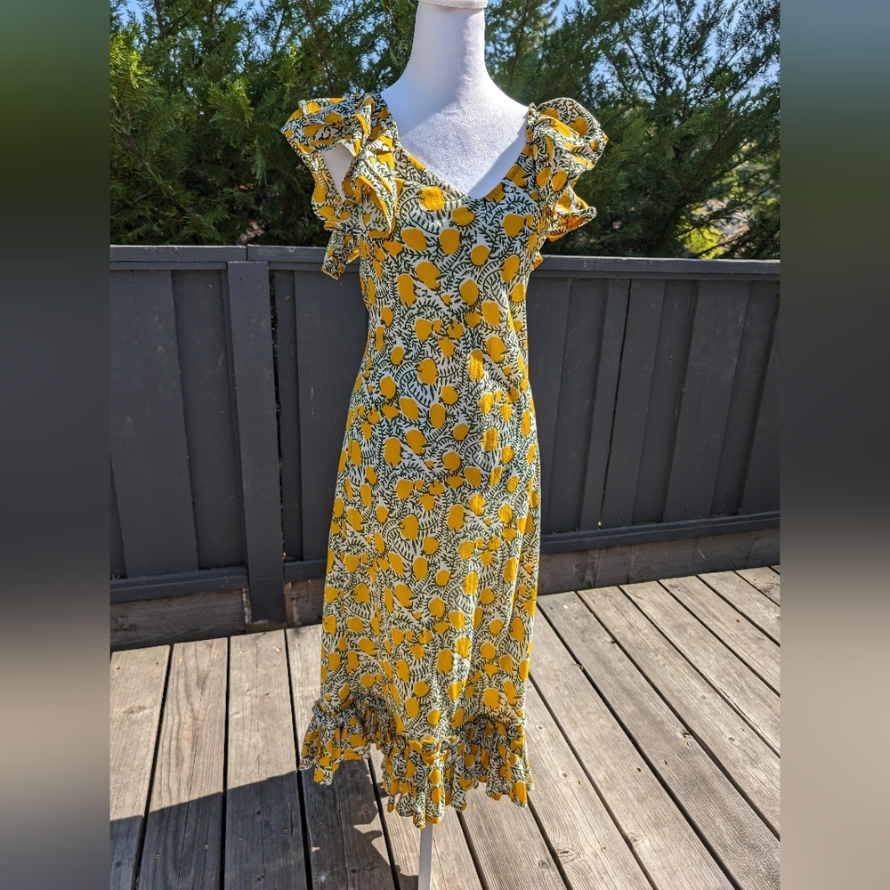 Floral Yellow Ruffle Dress - Picture 8 of 10